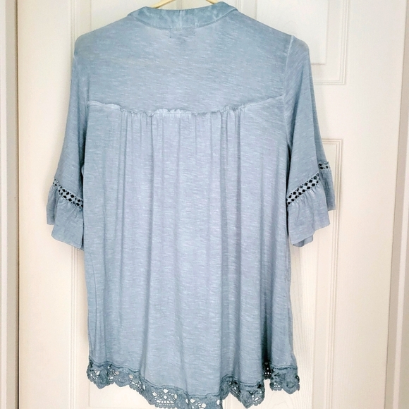 NEW Artesia Boho Chic Pullover Top with Tassels Size Large - Seafoam color - Picture 2 of 4